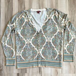 Multicolor Paisley Cardigan Sweater